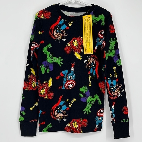 Marvel Amazon Essentials Long Sleeve Superhero Pajama Top Kids Size Large NWT! - Picture 1 of 6